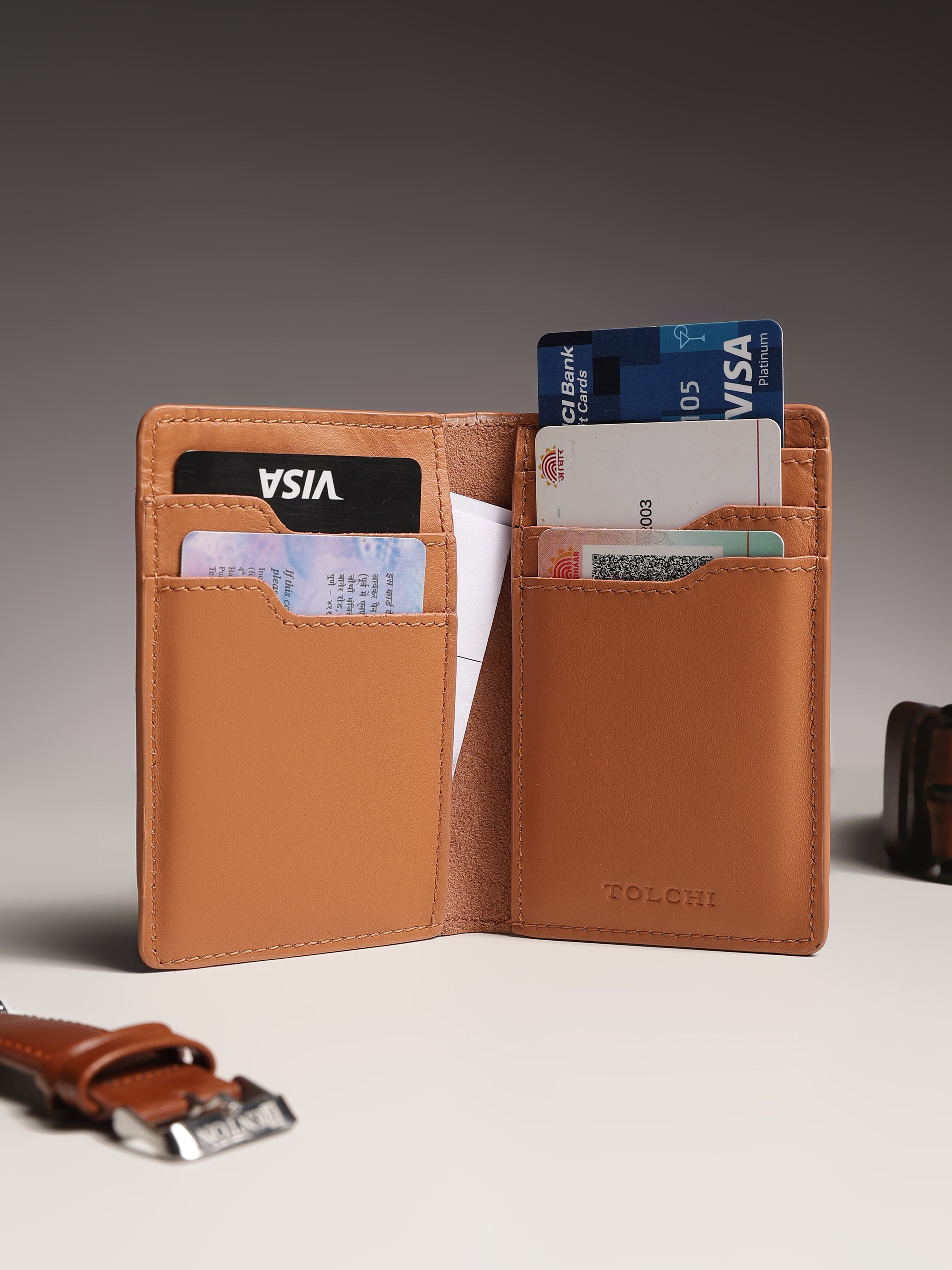 Tolchi Strata Cardholder_Caramel Brown